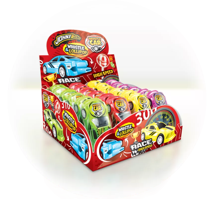 JB WHISTLE CAR POP – lízátko auto s píšťalkou 10 g